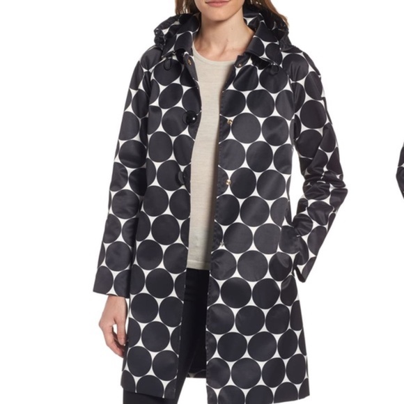 Deborah Dot Trench Raincoat with White Polka Dots